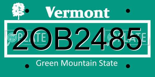 2OB2485 Vermont License Plate