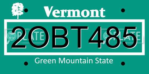 2OBT485 Vermont License Plate