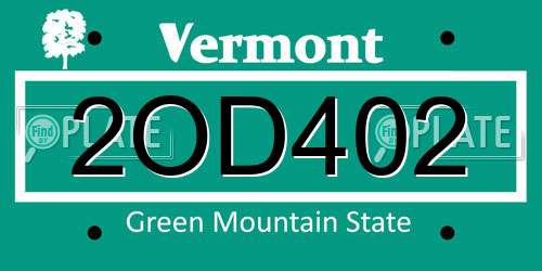 2OD402 Vermont License Plate