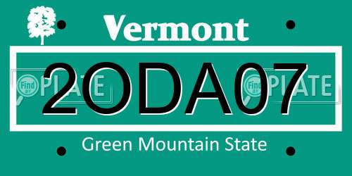 2ODA07 Vermont License Plate