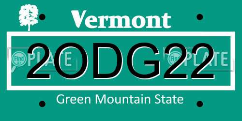 2ODG22 Vermont License Plate