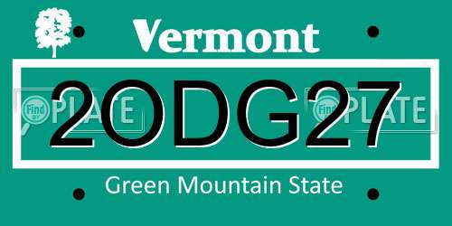 2ODG27 Vermont License Plate
