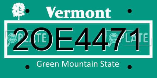 2OE4471 Vermont License Plate