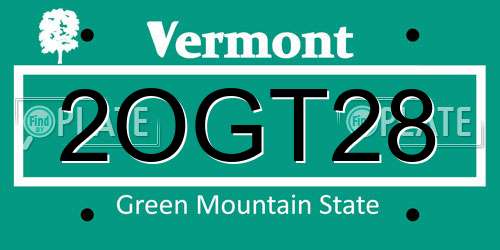 2OGT28 Vermont License Plate