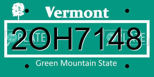 2OH7148 Vermont License Plate