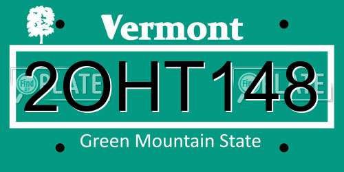 2OHT148 Vermont License Plate