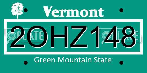 2OHZ148 Vermont License Plate