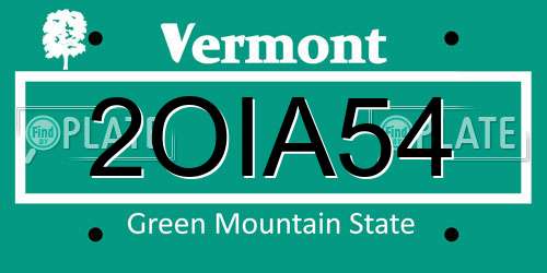 2OIA54 Vermont License Plate