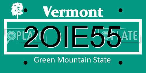 2OIE55 Vermont License Plate