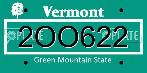 2OO622 Vermont License Plate
