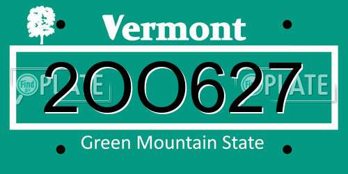 2OO627 Vermont License Plate
