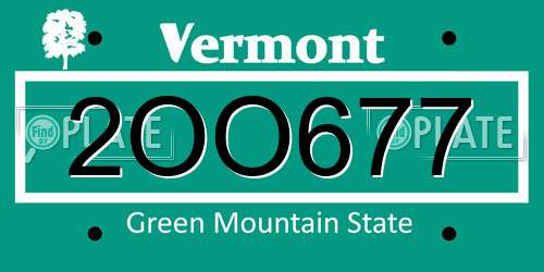 2OO677 Vermont License Plate