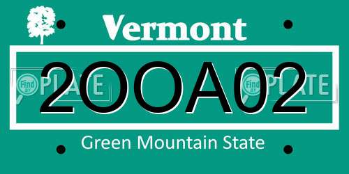 2OOA02 Vermont License Plate