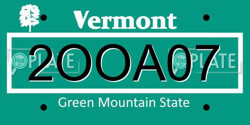 2OOA07 Vermont License Plate