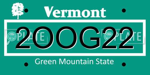2OOG22 Vermont License Plate