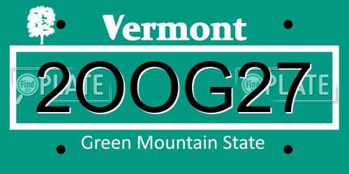 2OOG27 Vermont License Plate