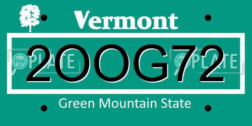 2OOG72 Vermont License Plate