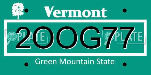 2OOG77 Vermont License Plate