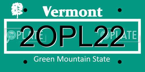 2OPL22 Vermont License Plate