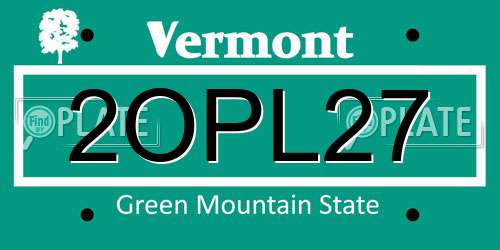 2OPL27 Vermont License Plate