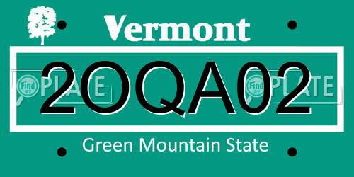 2OQA02 Vermont License Plate
