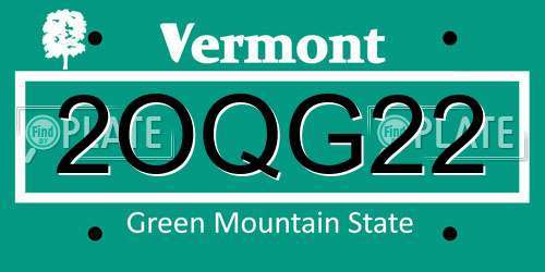 2OQG22 Vermont License Plate