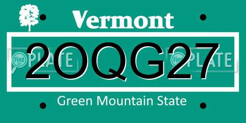 2OQG27 Vermont License Plate