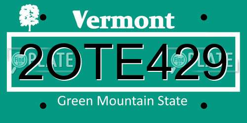 2OTE429 Vermont License Plate