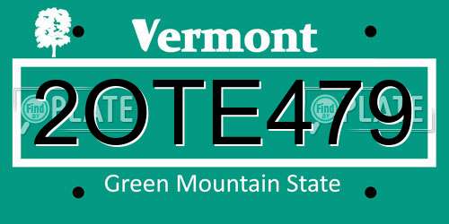 2OTE479 Vermont License Plate