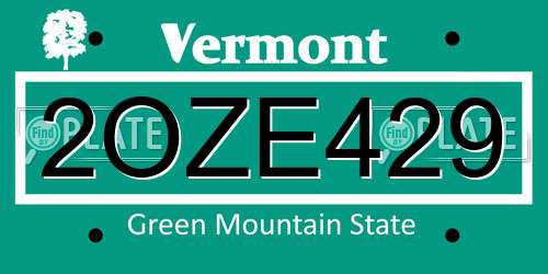 2OZE429 Vermont License Plate