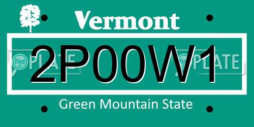 2P00W1 Vermont License Plate