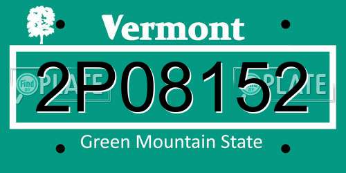 2P08152 Vermont License Plate