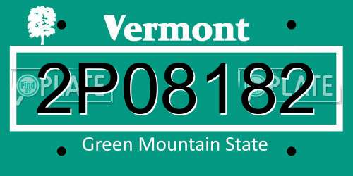 2P08182 Vermont License Plate