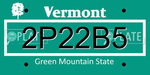 2P22B5 Vermont License Plate