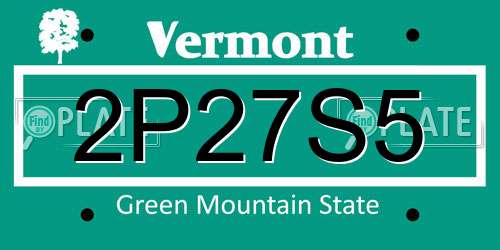2P27S5 Vermont License Plate