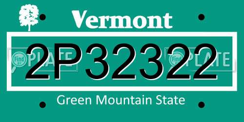 2P32322 Vermont License Plate