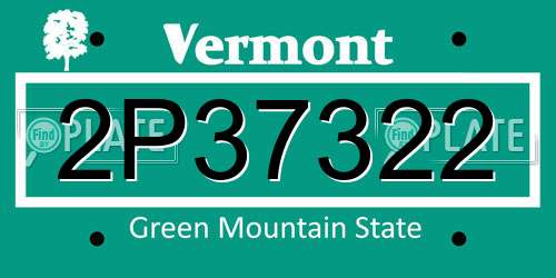 2P37322 Vermont License Plate