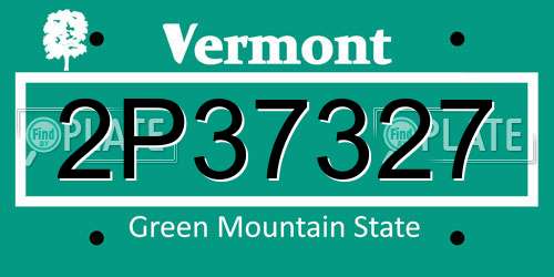 2P37327 Vermont License Plate