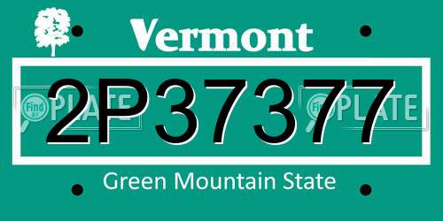2P37377 Vermont License Plate