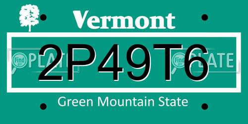 2P49T6 Vermont License Plate