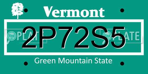 2P72S5 Vermont License Plate