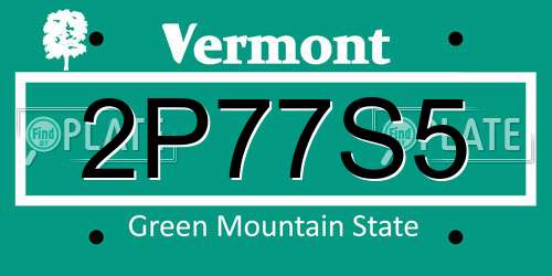2P77S5 Vermont License Plate