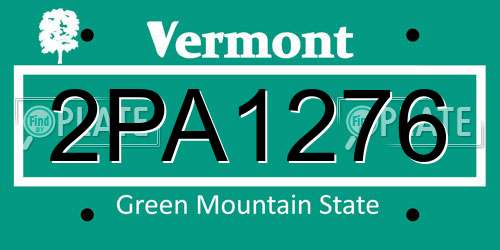 2PA1276 Vermont License Plate