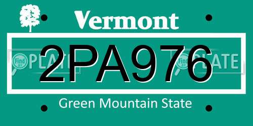 2PA976 Vermont License Plate
