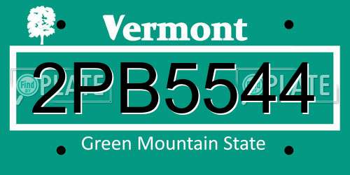 2PB5544 Vermont License Plate