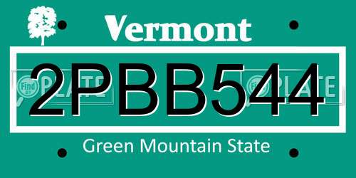 2PBB544 Vermont License Plate