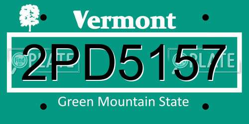 2PD5157 Vermont License Plate