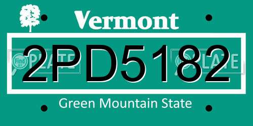 2PD5182 Vermont License Plate