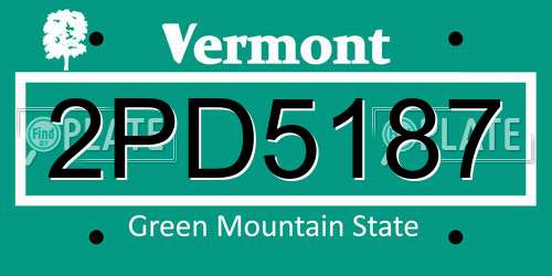 2PD5187 Vermont License Plate