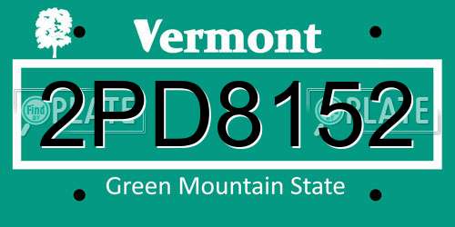 2PD8152 Vermont License Plate